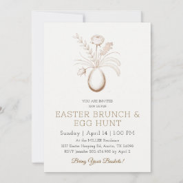 Elegant botanisk påskbrunch inbjudningskort