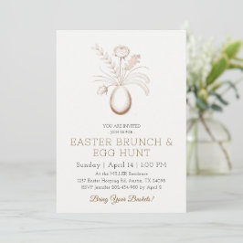 Elegant botanisk påskbrunch inbjudningskort