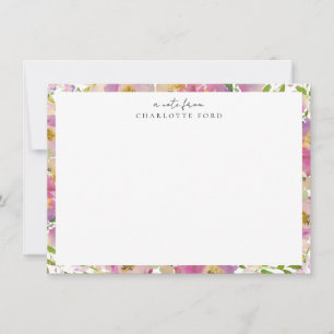 Elegant Botanisk Pastel Rosa Blommigt Ram Anteckningskort