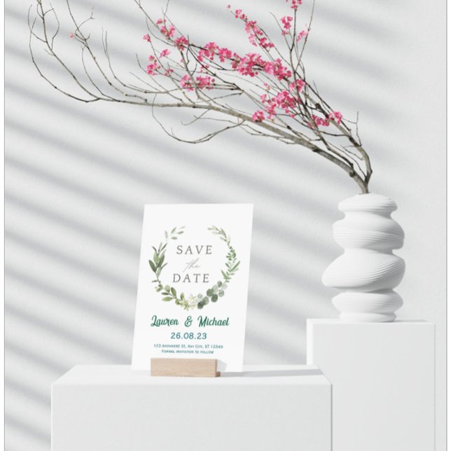 Elegant Botanisk Rädda Datum Modern Grönska Inbjudningar (Skapare uppladdad)