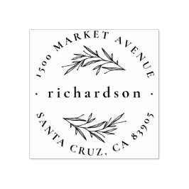 Elegant Botanisk Returadress vid Namn-rundan Stämpel