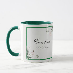 Elegant Botanisk Rosa Blommar Bridesmaid Mugg