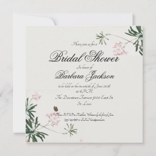 Elegant Botanisk Rosa Blommar med Butterfly Inbjudningar