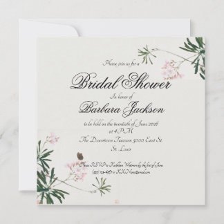 Elegant Botanisk Rosa Blommar med Butterfly Inbjudningar
