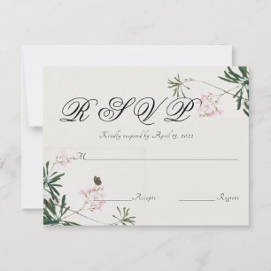 Elegant Botanisk Rosa Blommar med Butterfly OSA Kort