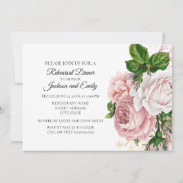 Elegant botanisk rosa blommig marin vit repetition inbjudningar