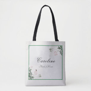 Elegant botanisk rosa blomning brudtärna tygkasse