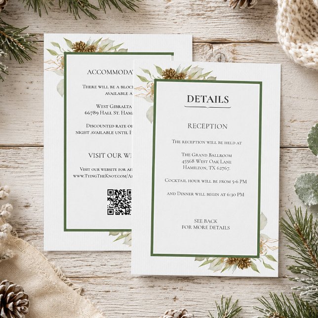 Elegant botanisk skog bröllopsföljekort tilläggskort (Elegant Botanical Woodland Wedding Enclosure Card)
