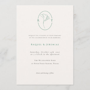 Elegant botanisk smaragdmonogram bröllop inbjudningar
