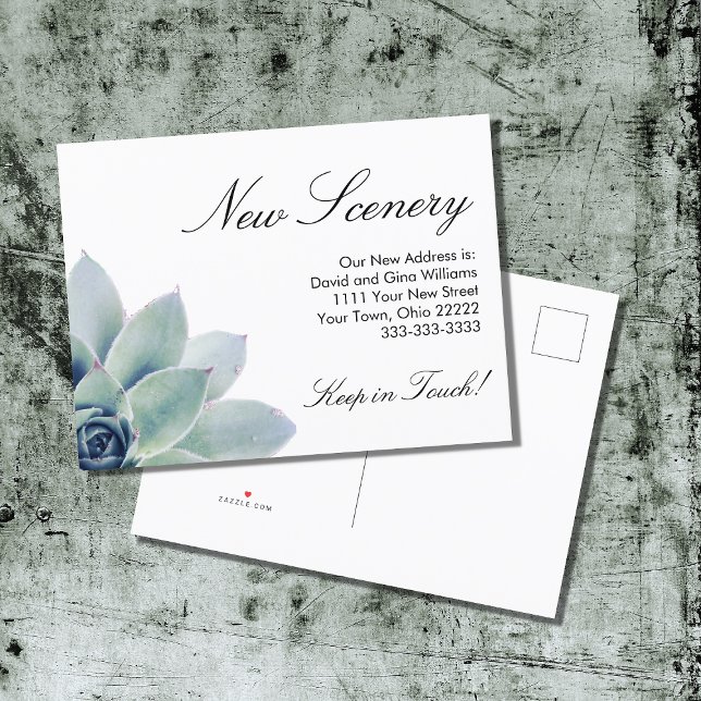 Elegant botanisk suckulent Ny hem Inflyttning Meddelande Vykort (Skapare uppladdad)