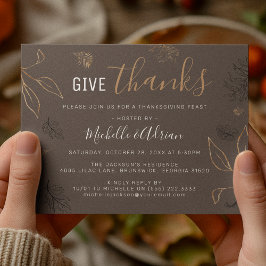 Elegant botanisk Thanksgiving-middag Inbjudningar
