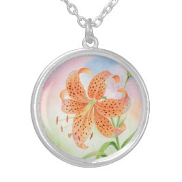 Elegant Botanisk Tigerlily Silverpläterat Halsband