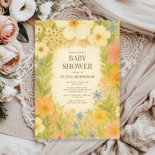 Elegant botanisk trädgård Blommig baby shower Inbjudningar