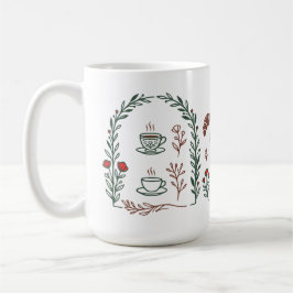 Elegant Botanisk Trädgård Brunchklubb Krans Konst Kaffemugg