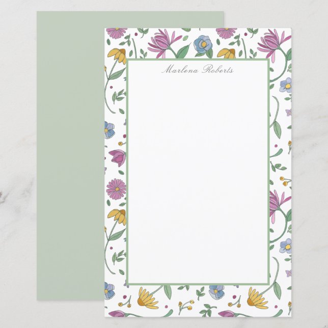 Elegant Botanisk Trädgård Personlig Brevpapper (Fram/baksida)