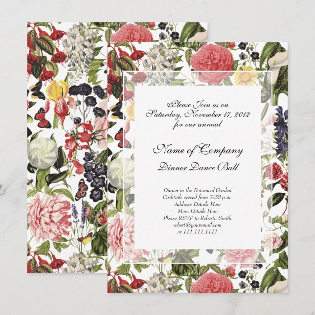 Elegant botanisk trädgårds galamiddans inbjudningar (Fram/baksida)