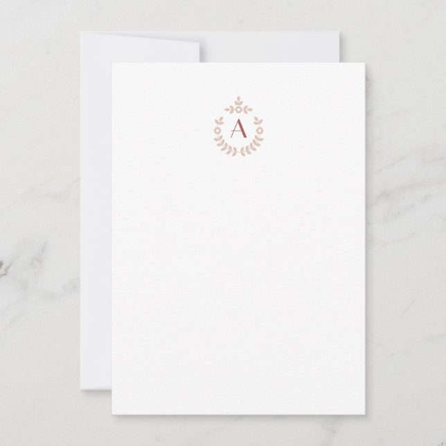 Elegant Botanisk Vapensköld, inledande monogram Anteckningskort (Framsida)