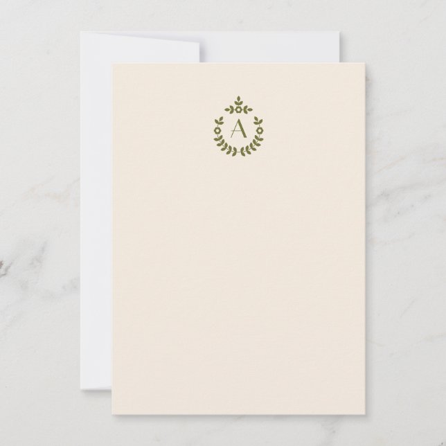 Elegant Botanisk Vapensköld, inledande monogram Anteckningskort (Framsida)