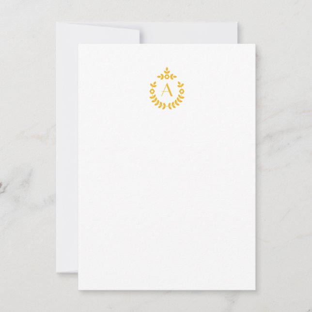 Elegant Botanisk Vapensköld, inledande monogram Anteckningskort (Framsida)