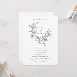 Elegant botanisk vapensköld med RSVP-kod bröllop Inbjudningar
