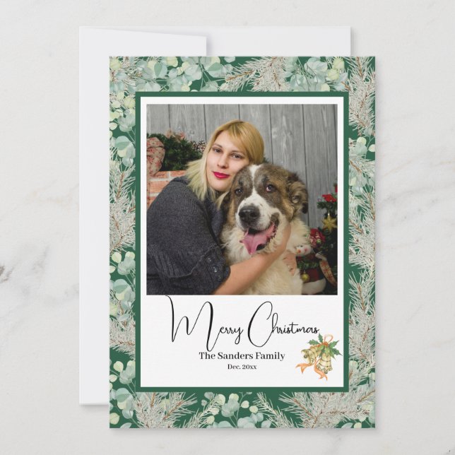 Elegant botanisk vintage julfotografi julkort (Framsida)