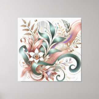 Elegant Botanisk wirl Blommigt Canvas Wall Art