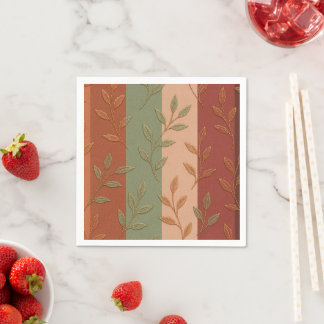 Elegant botaniska blad jordtonsmönster pappersservett