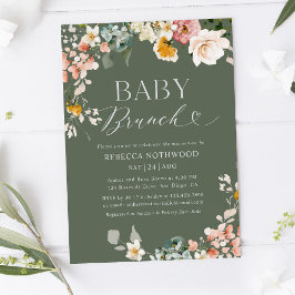 Elegant Botaniska Blommigten Baby Brunch Inbjudningar