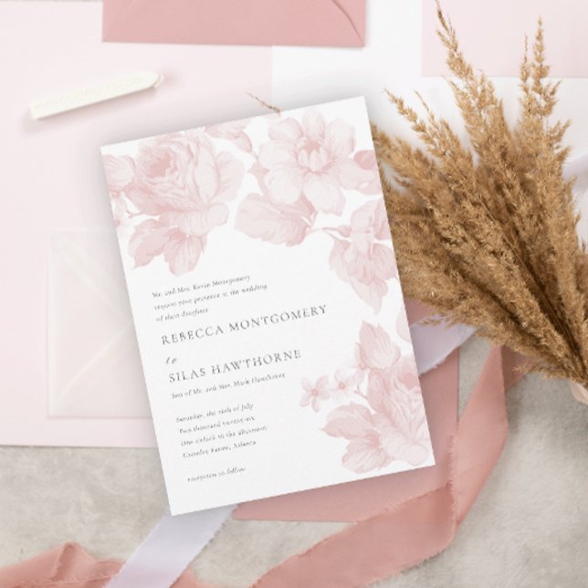 Elegant Botaniska Blommigten Bröllop Magnetisk Inbjudningskort (Skapare uppladdad)