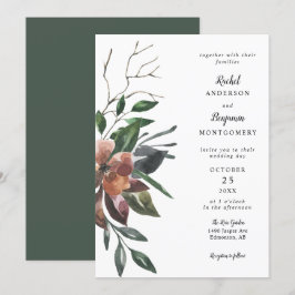 elegant: botaniska blommor chic bröllop inbjudningar