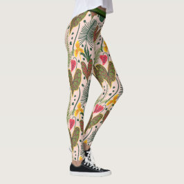 Elegant Botaniska blommor Greenery Mönster Leggings