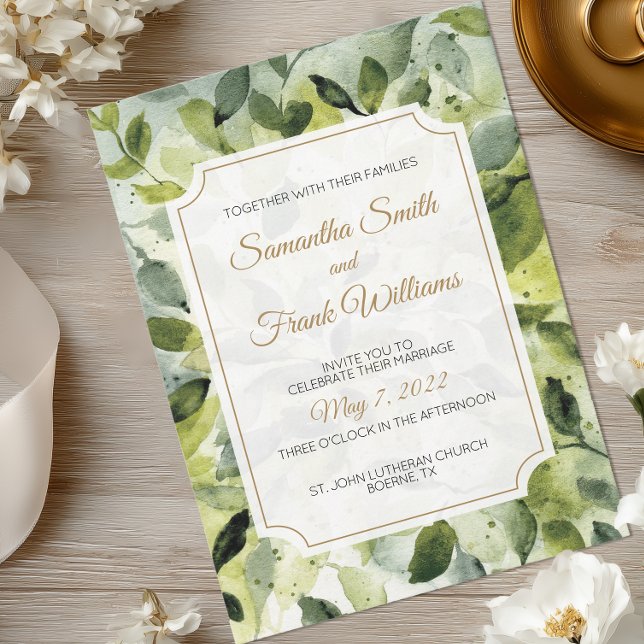 Elegant Botaniska Bröllop Inbjudningar (Watercolor Botanical Wedding Invitation)