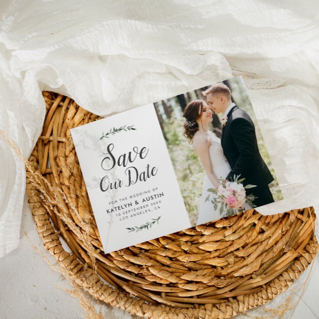 elegant botaniska bröllop spara datum vykort (Skapare uppladdad)