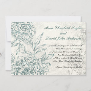 Elegant Botaniska bröllopsinbjudningar Jade Cream Inbjudningar