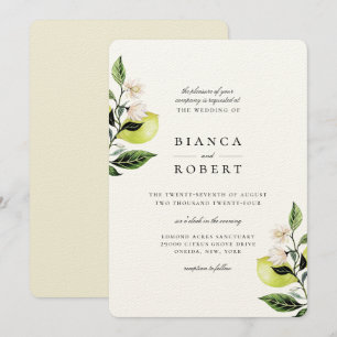 Elegant Botaniska citroner Bröllop Inbjudningar