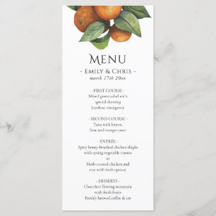 Elegant Botaniska Citrus Greenery Bröllop Meny