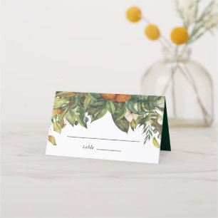 Elegant Botaniska Citrus Greenery Bröllop Placeringskort
