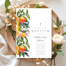 Elegant Botaniska Citrus Religiösa Girl Baptism