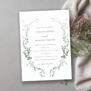 Elegant Botaniska eukalyptus Watercolor Bröllop Inbjudningar