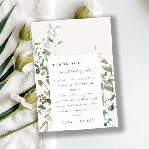 Elegant Botaniska eukalyptus Watercolor Bröllop Tack Kort