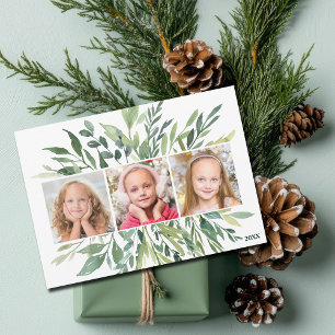 Elegant Botaniska familjen Greenery Photo Modern Julkort