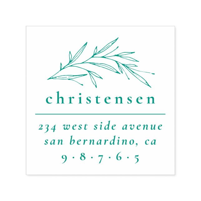 Elegant Botaniska familjen Namn & Returadress Självfärgande Stämpel (Design)