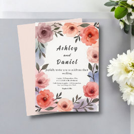 Elegant Botaniska Garden Watercolor Blommigt Bröll Inbjudningar