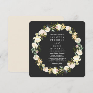 Elegant Botaniska Garland Blommigt Organic Bröllop Inbjudningar