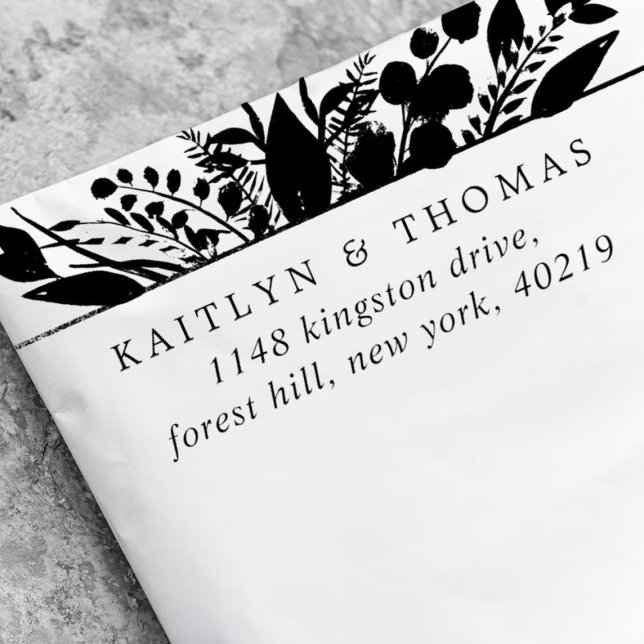 Elegant Botaniska Grey Blommigt Bröllop Självfärgande Stämpel (Skapare uppladdad)