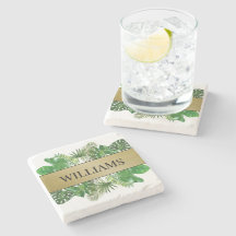 Elegant Botaniska Grönten Faux Guld Handflatan Löv