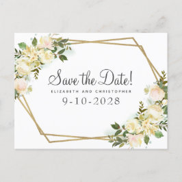 Elegant Botaniska Guld Greenery Ro Chic White Meddelande Vykort