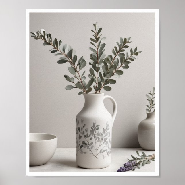 Elegant botaniska illustrationer lavender Wallart Poster (Framsidan)