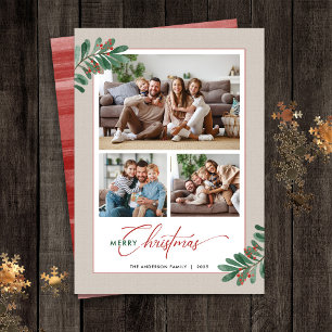 Elegant Botaniska jultypografi 3 Bilder Julkort