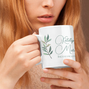 Elegant Botaniska Löv Personlig Bridesmaid Kaffemugg